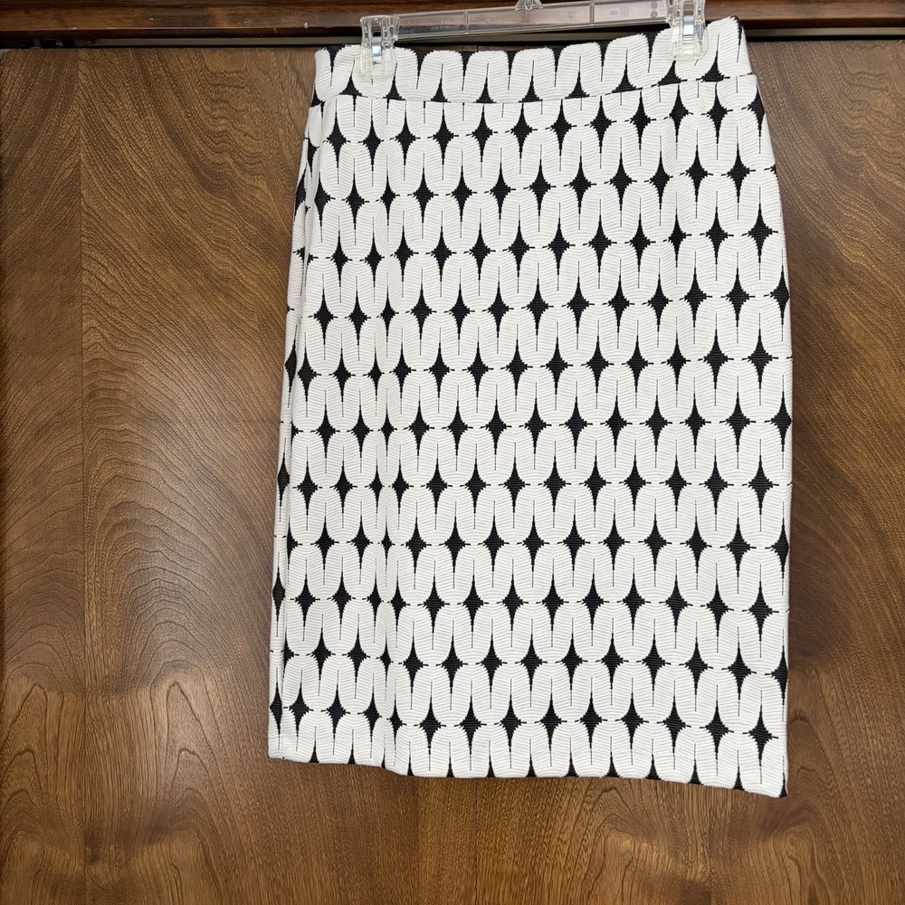 NWT Large Renee C Leena Pencil Skirt Stitchfix Geometric Work Academia White